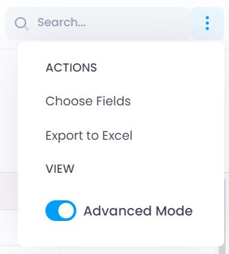 Dropdown menu in the contact list
