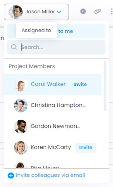 Invite a colleague by assigning a task to them
