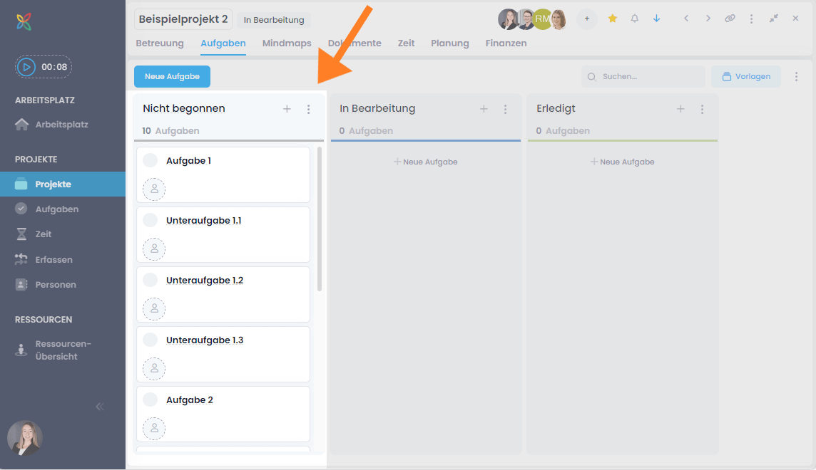 Tasks from mind map in Kanban board