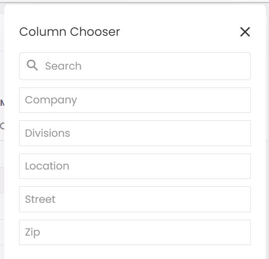 Select the columns to display in the contact list
