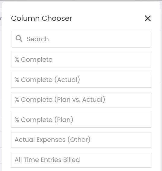 Column selection tab