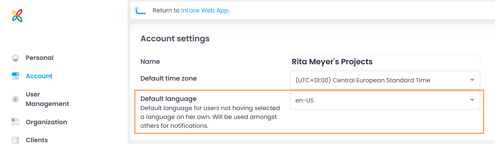 Define default language for entire account Define default language for entire account