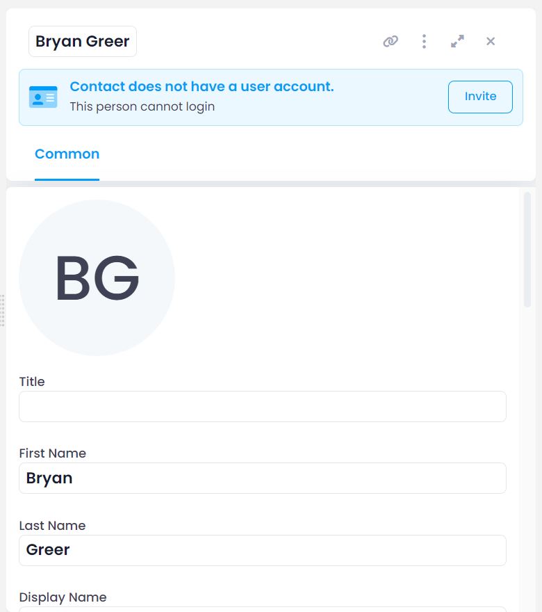 New Contact dialog overview