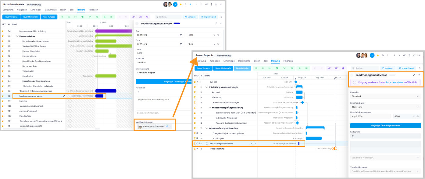 Publish planning elements