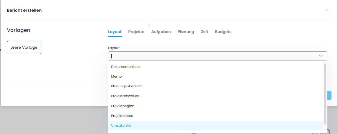 Select report layout