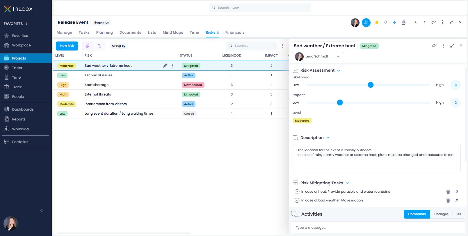 Risk management in InLoox