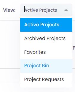 Views in the project list Views in the project list