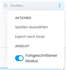 Dropdown-Menü in der Kontaktliste