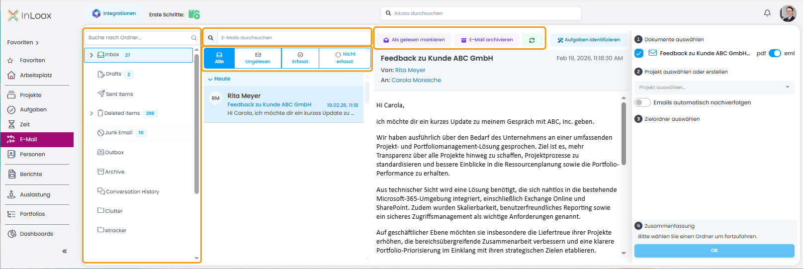 Übersicht E-Mail-Funktionen