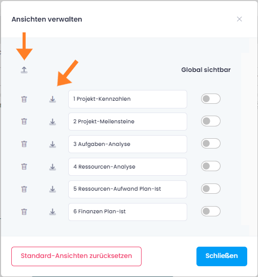 Import/Export von Ansichten