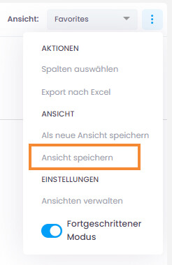 Änderungen an aktueller Listenansicht speichern