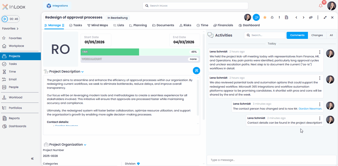 Durchsuchen Sie Kommentare auf Projekt- oder Aufgabenebene