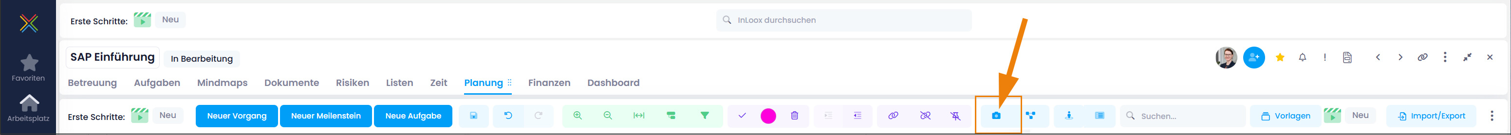 Schnappschuss-Funktion im InLoox Gantt