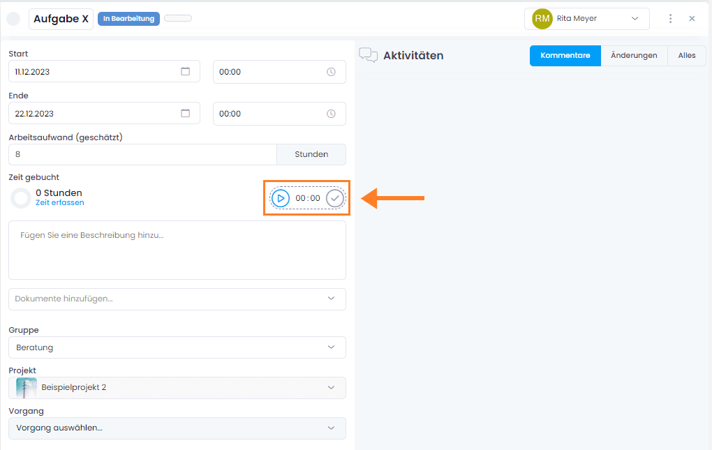 Stoppuhr in projektbezogener Aufgabe