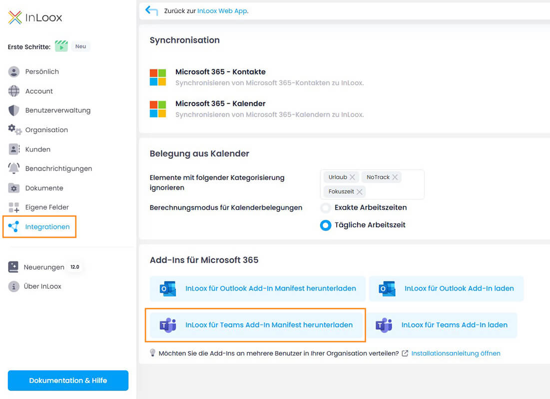 InLoox für Teams Manifest herunterladen