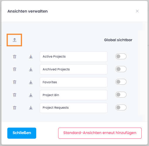 Listenansicht hochladen