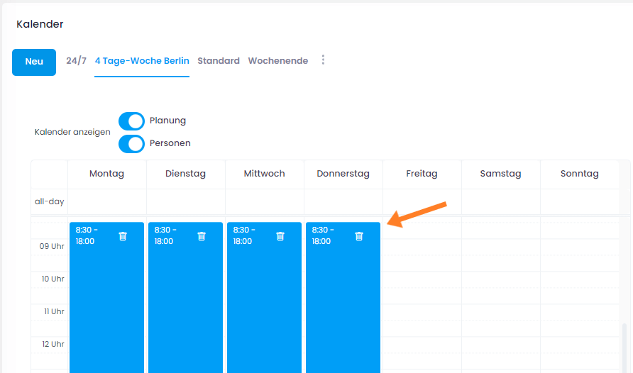 Kalender individuell anpassen