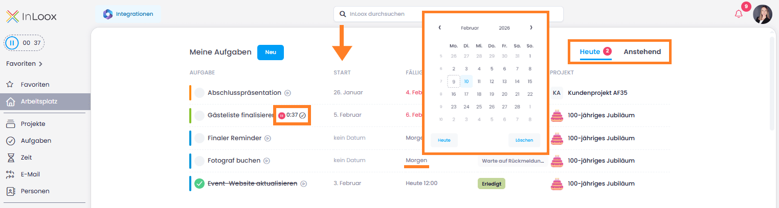 Neuerungen im InLoox Arbeitsplatz